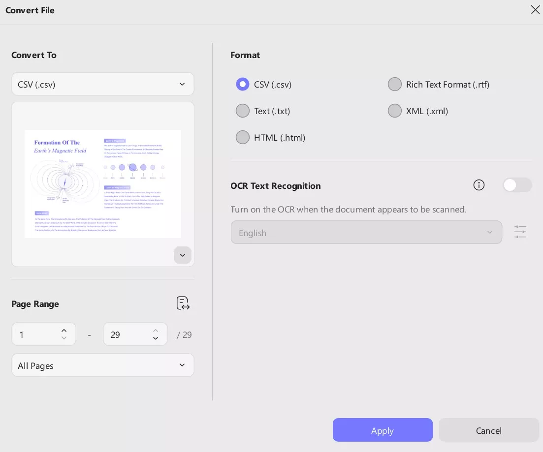 select file format and hit apply updf windows 2