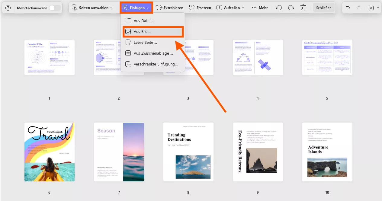 Bild als Seite einfügen