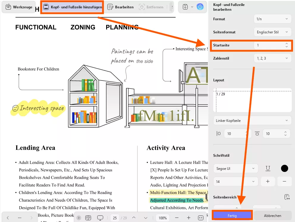 Startseite für PDF anpassen