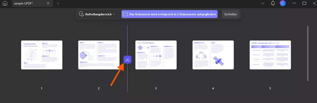 Aufteilung im benutzerdefinierten Bereich updf windows 2