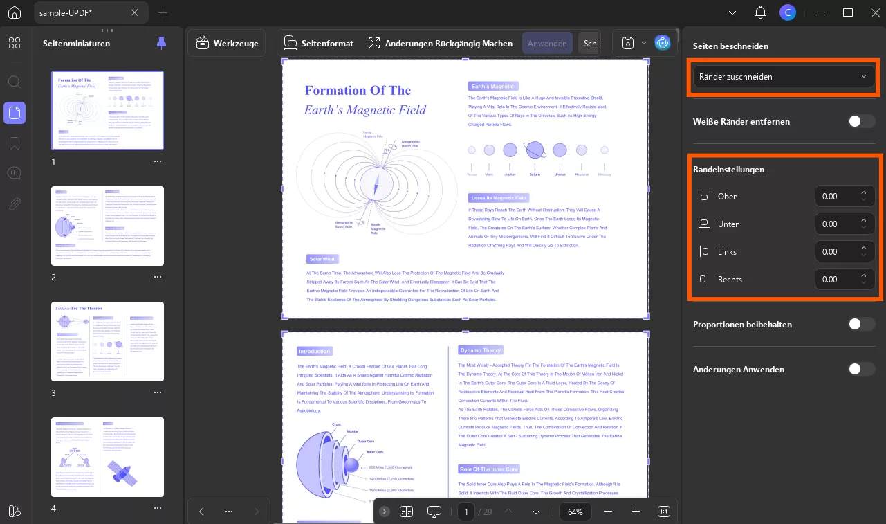PDF-Seitenränder festlegen
