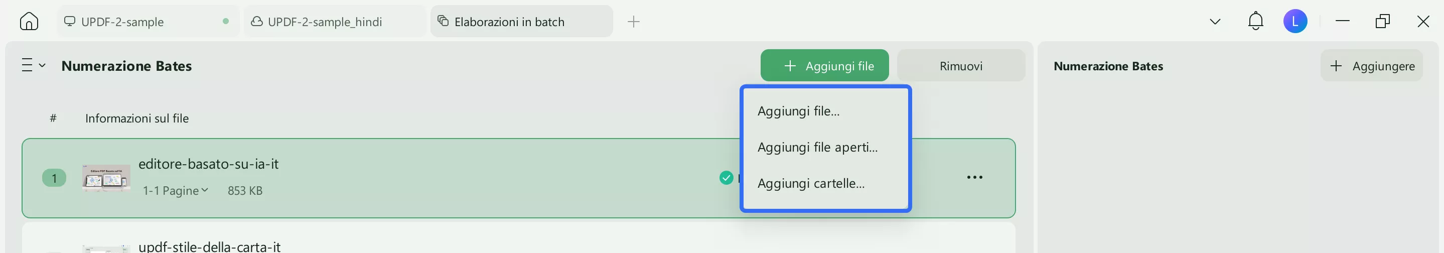 add files to batch numbering updf windows 2