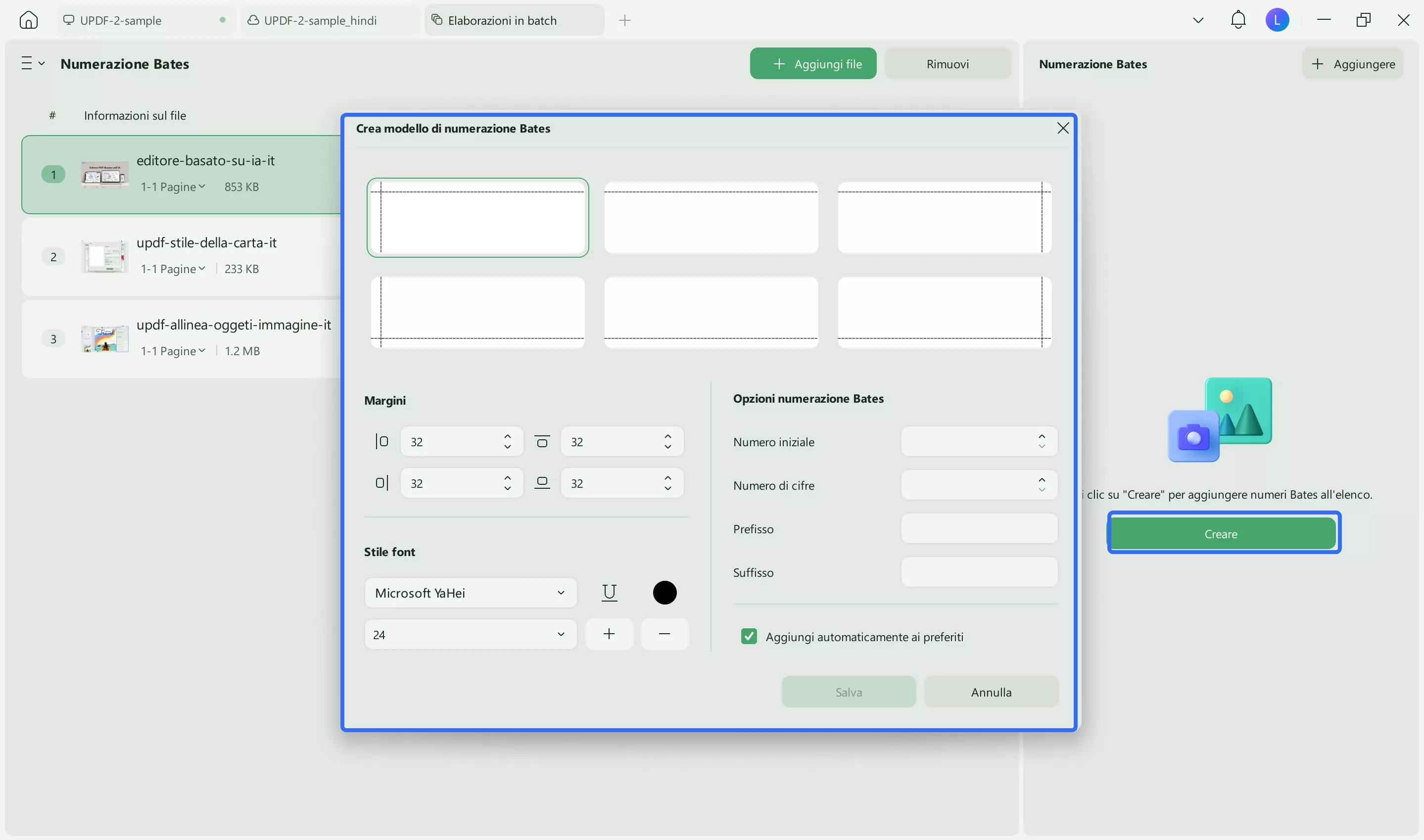 customize bates numbering in batch updf windows 2