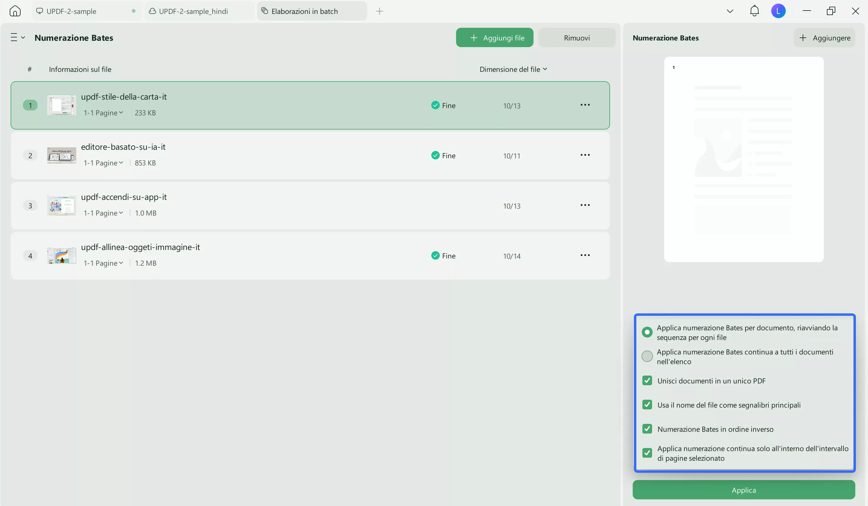 enable successive addition of documents updf windows 2