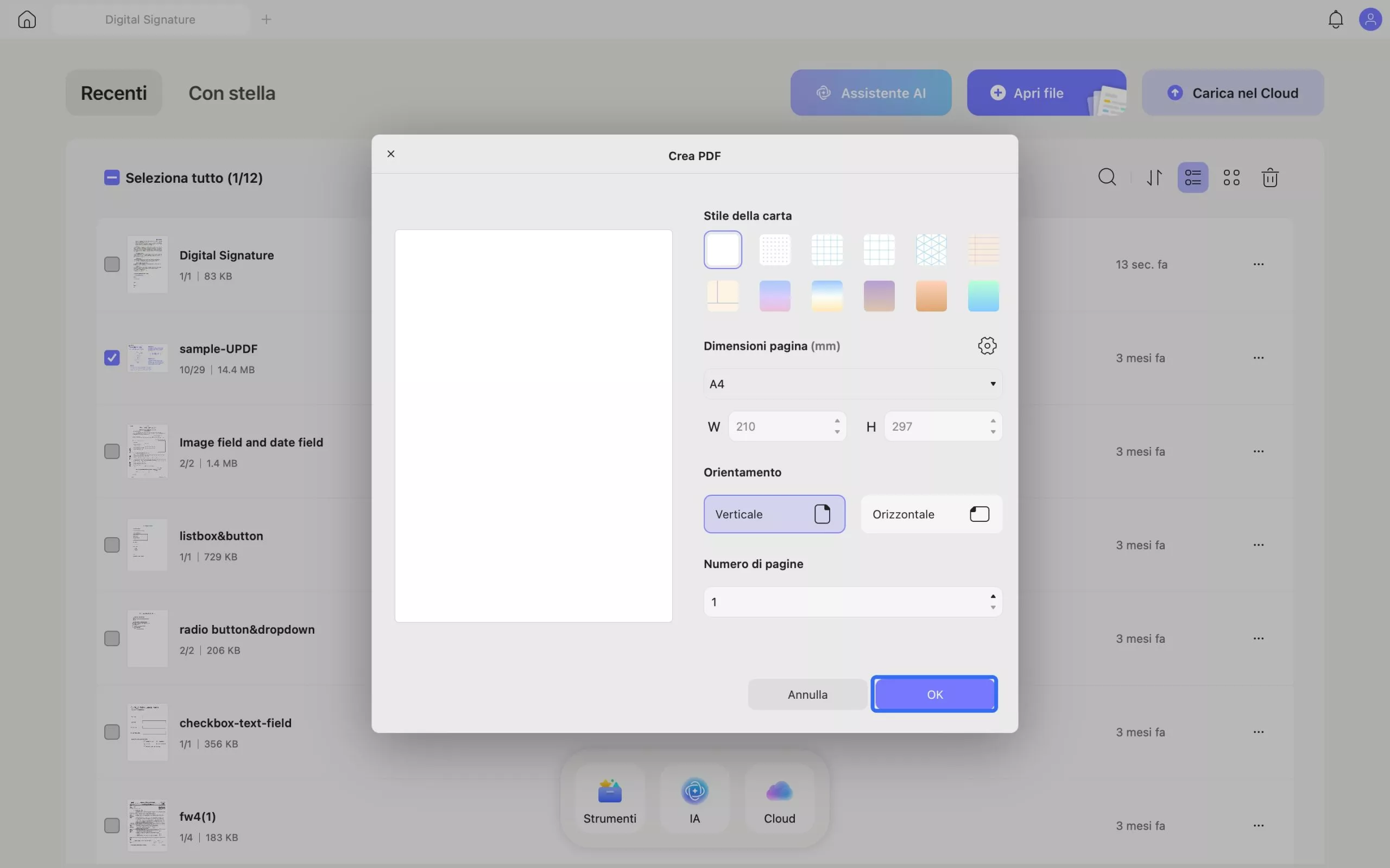 select blank page style