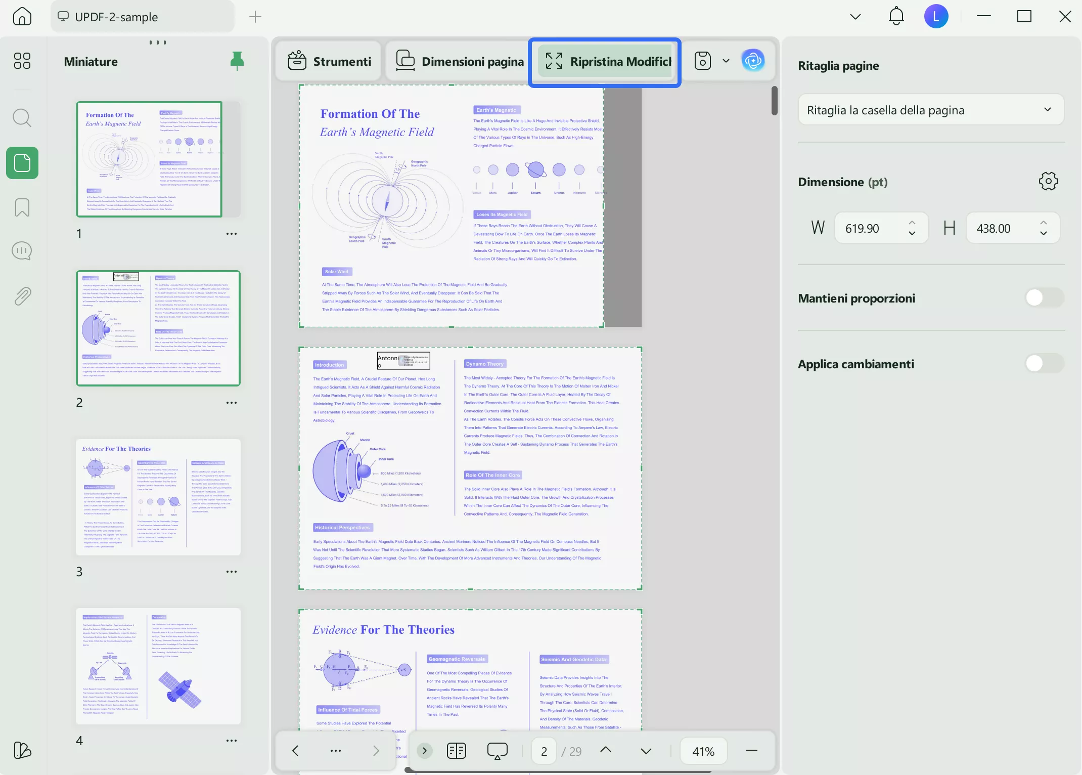 click restore crop to remove changes