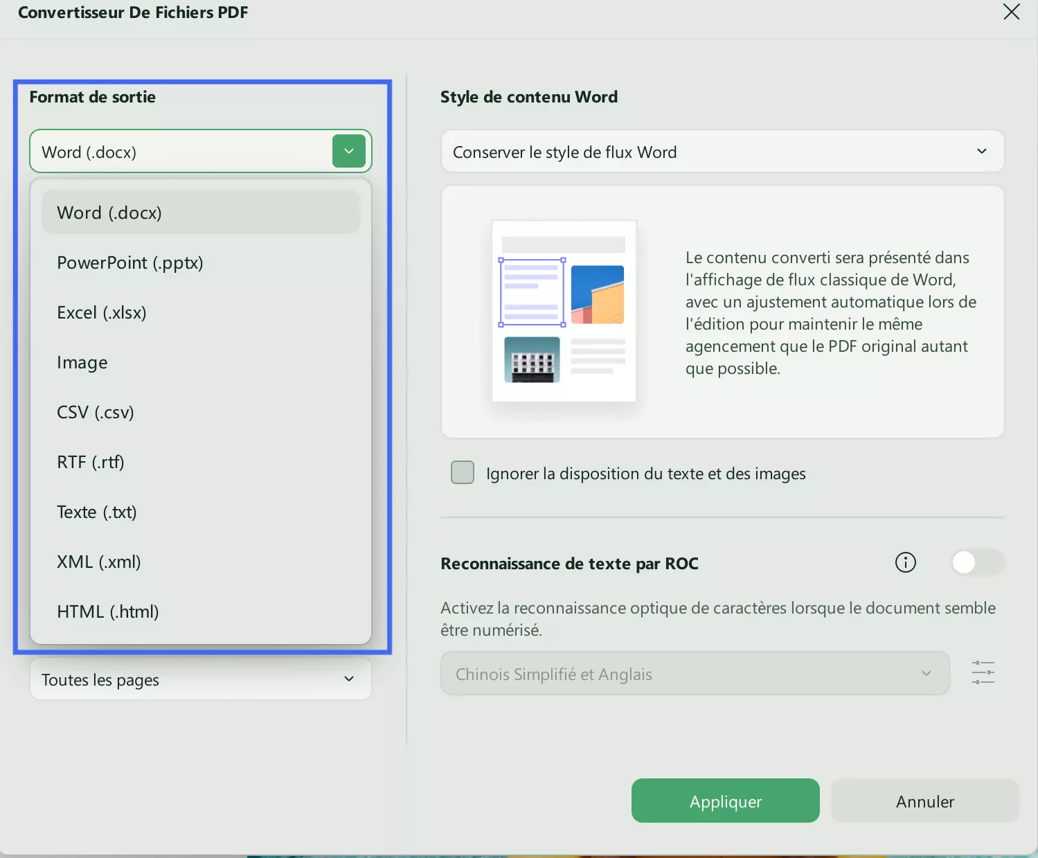 convertir au format de fichier préféré updf windows 2