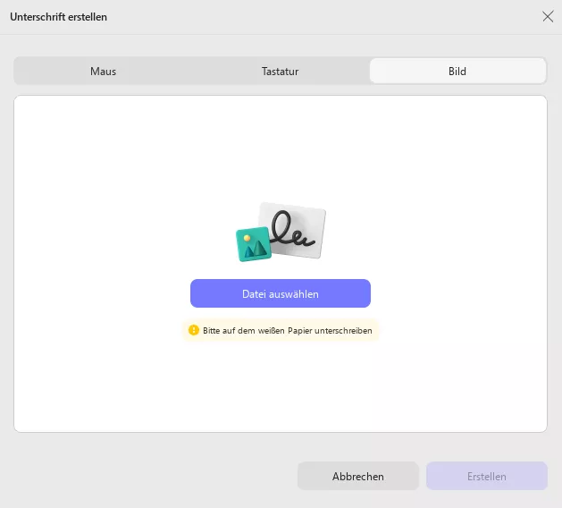 ein Bild für Ihre Signatur hochladen