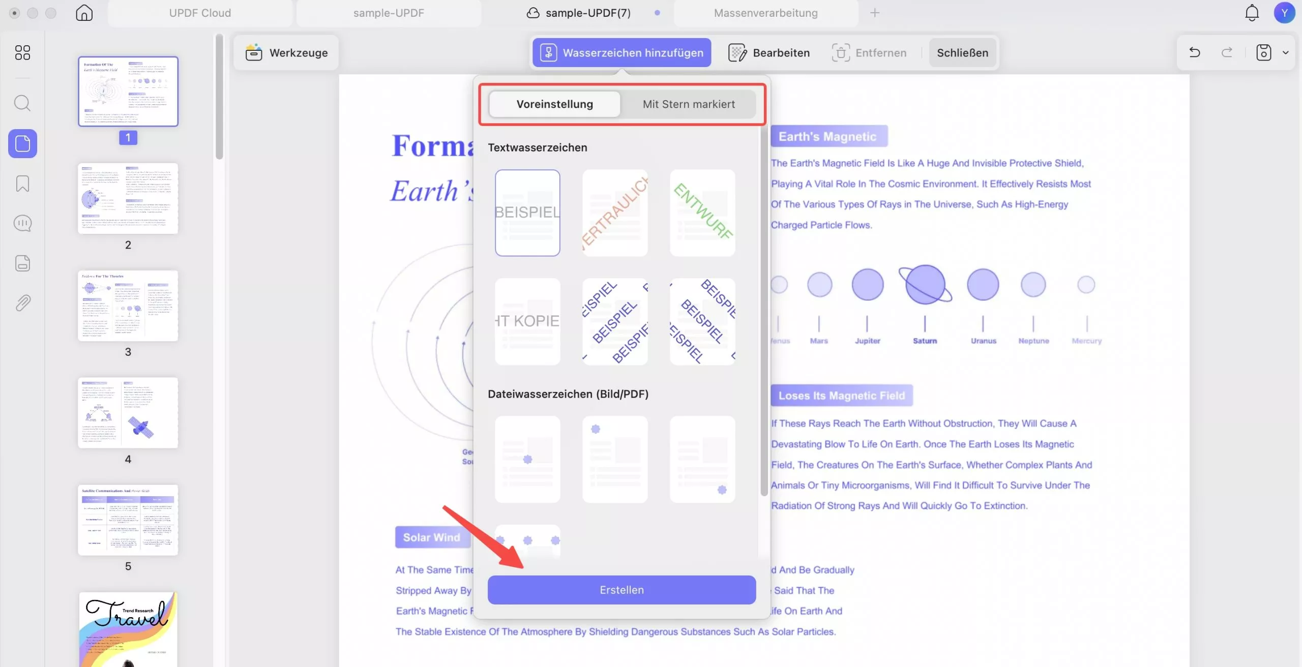 PDF Wasserzeichen bearbeiten