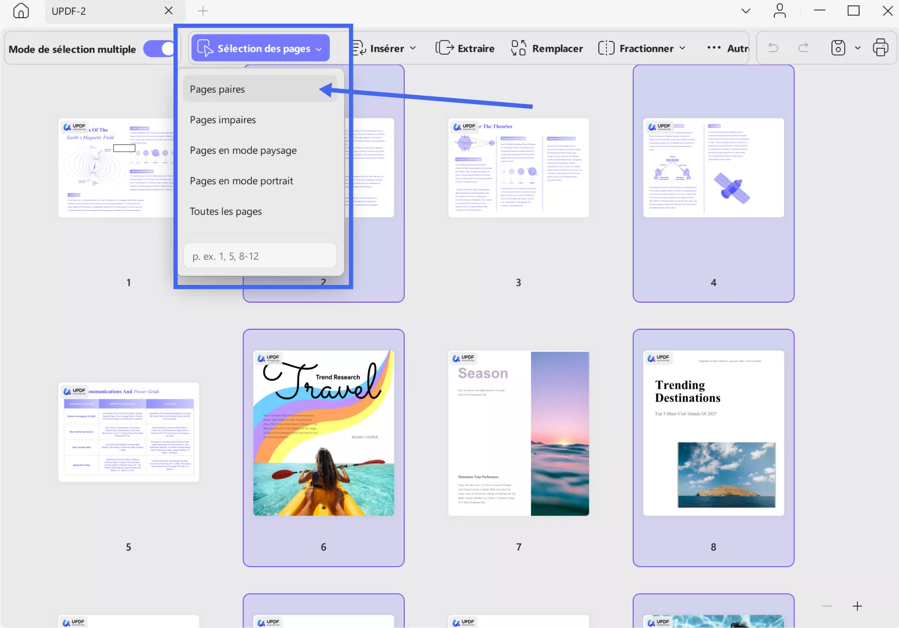 select pages organize updf windows 2