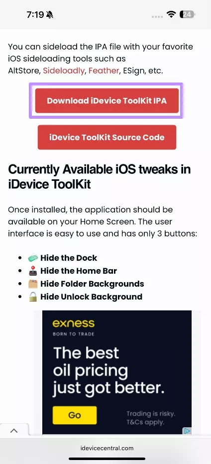 idevice toolkit ipaをインストールする
