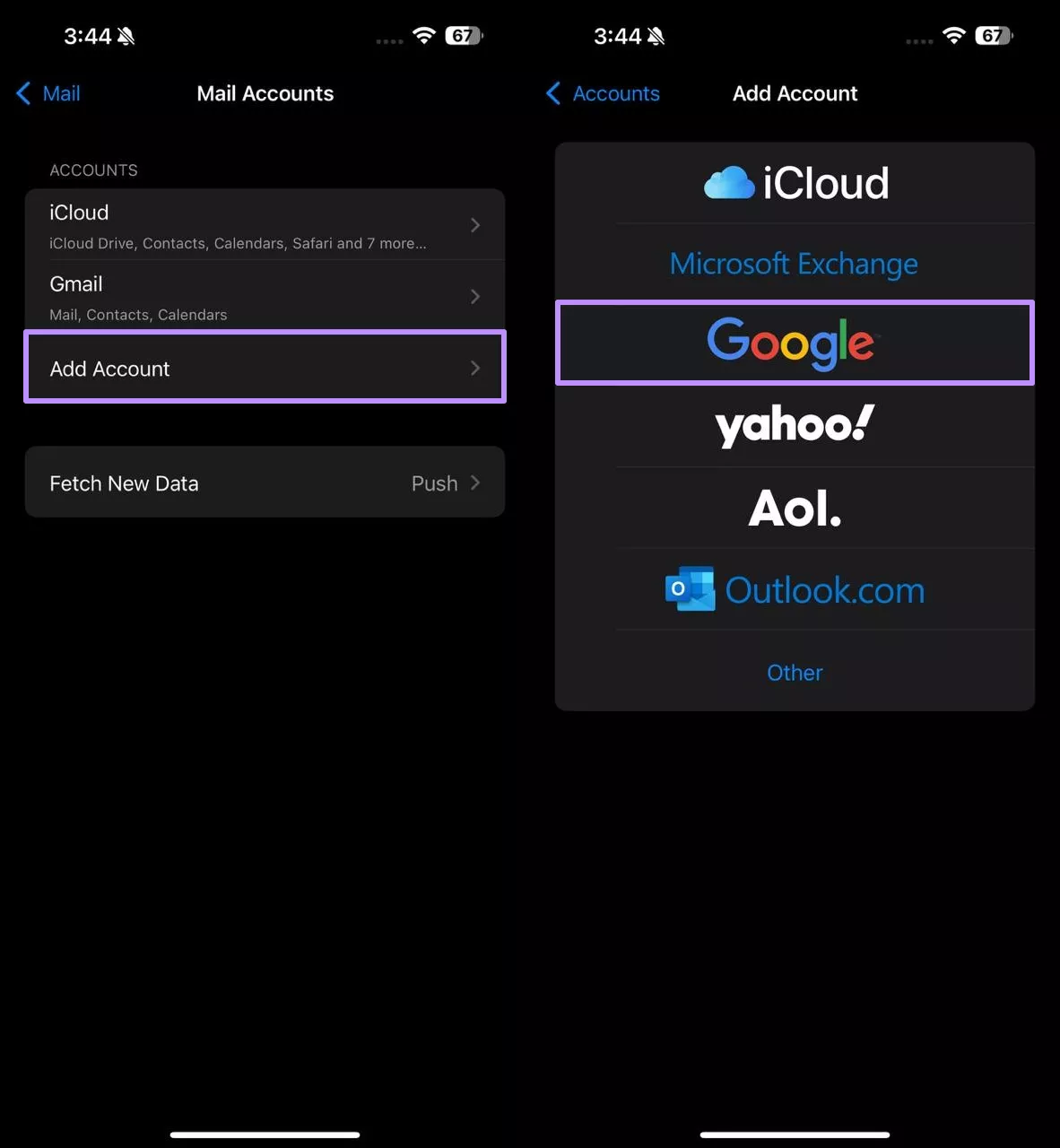 add new mail account