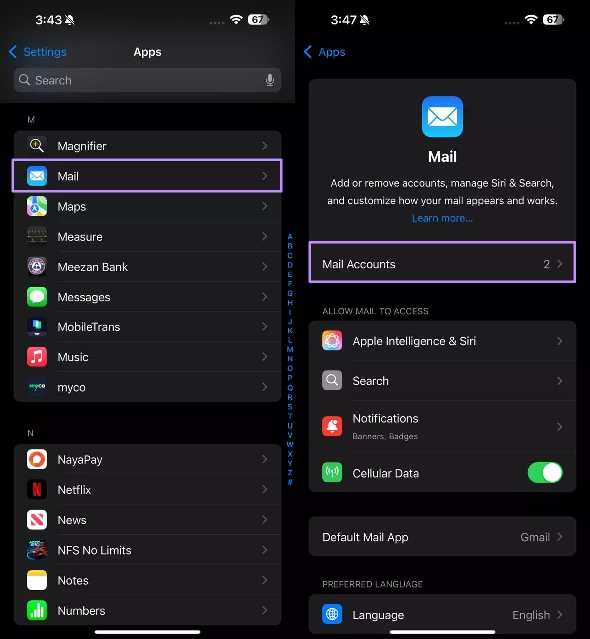 access the mail accounts