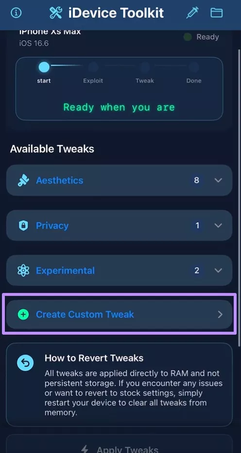 custom tweakの作成を始める