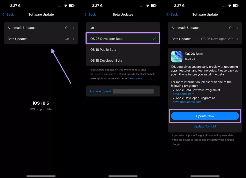 Alt text: upgrade to ios 26 beta