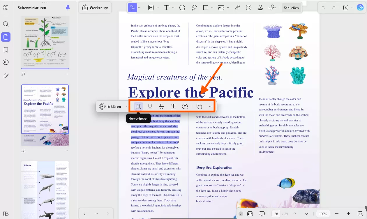 Ausgewählten Text in updf kommentieren