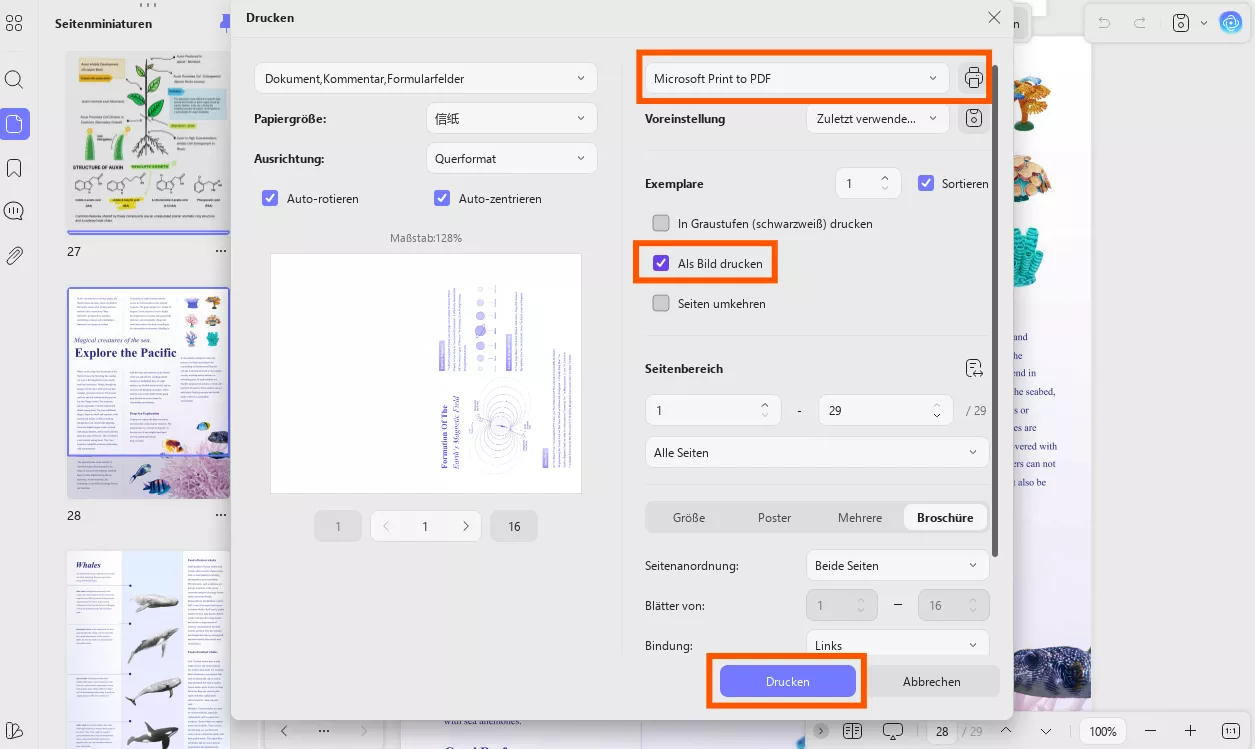 Klicken Sie auf die Schaltfläche „Drucken“ in updf.