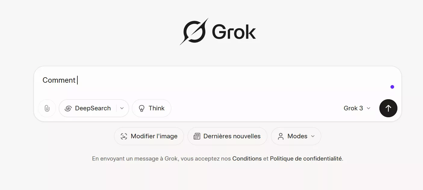 interface d'IA de grok