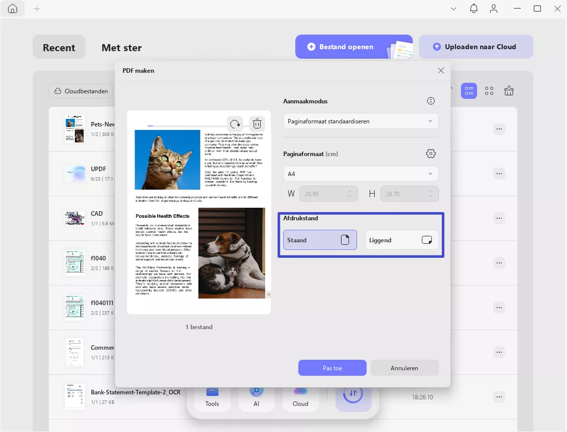 combineer of genereer pdf per bestand