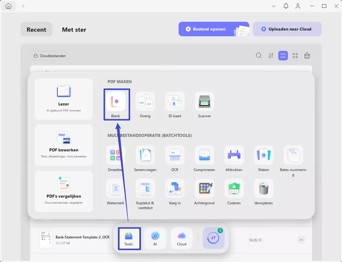 optie lege pagina zoeken