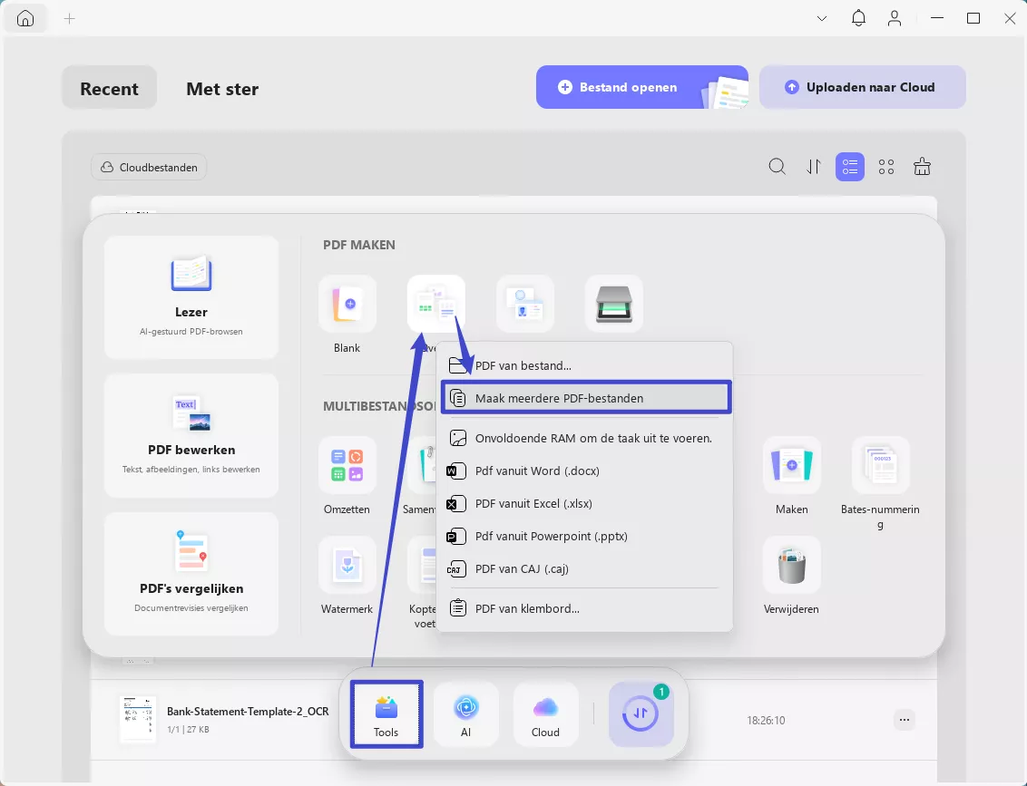 Gebruik de optie om meerdere pdf-bestanden te maken