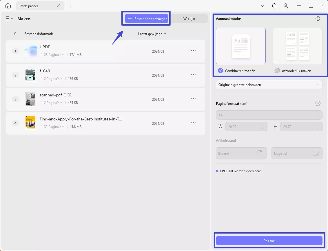 bestand toevoegen en wijzigingen toepassen