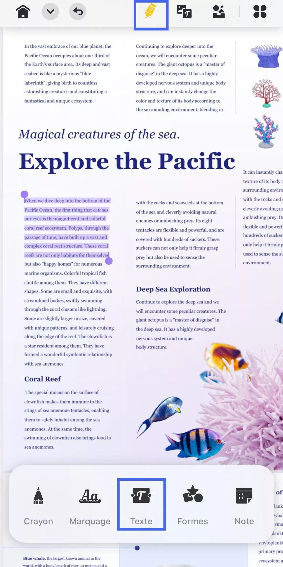 maintenir le texte pour le modifier et le barrer