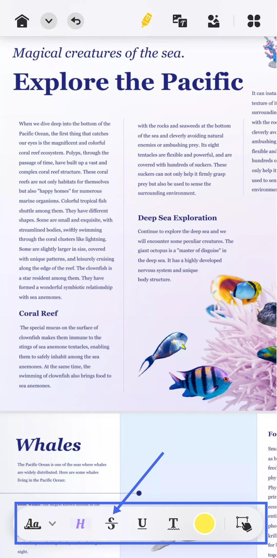 maintenir le texte pour le modifier et le barrer