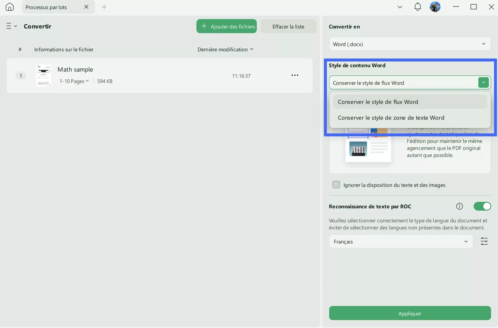conserver le texte fluide dans updf