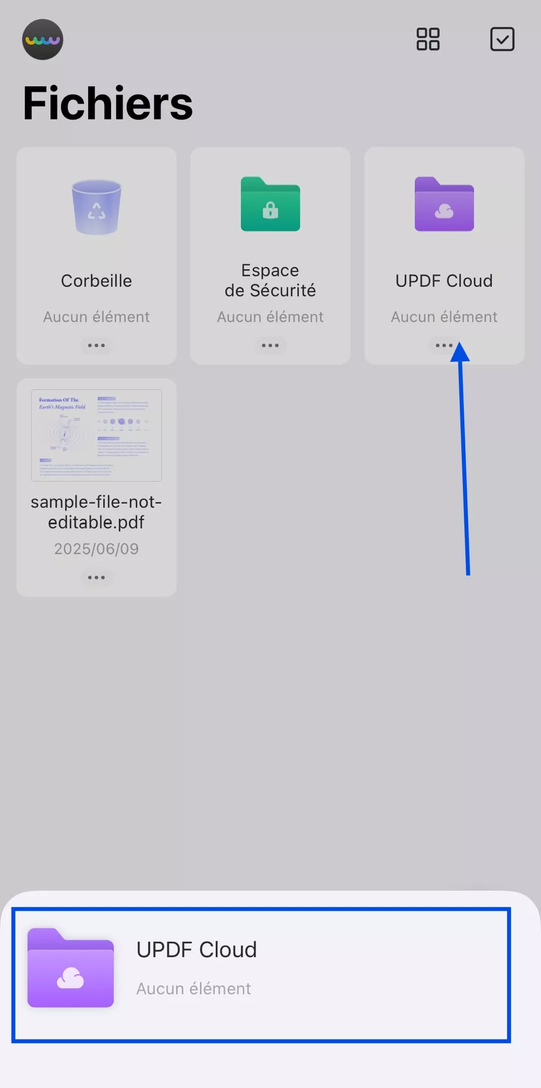 téléchargement sur le stockage cloud updf