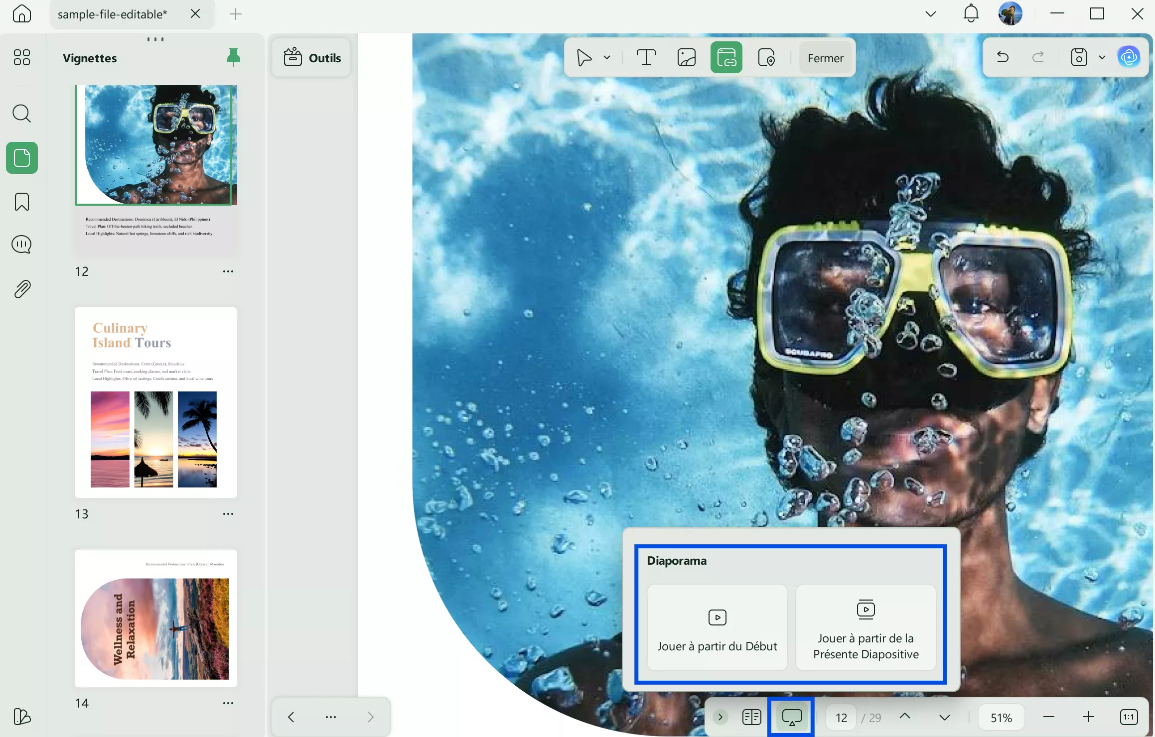 mode diaporama dans UPDF