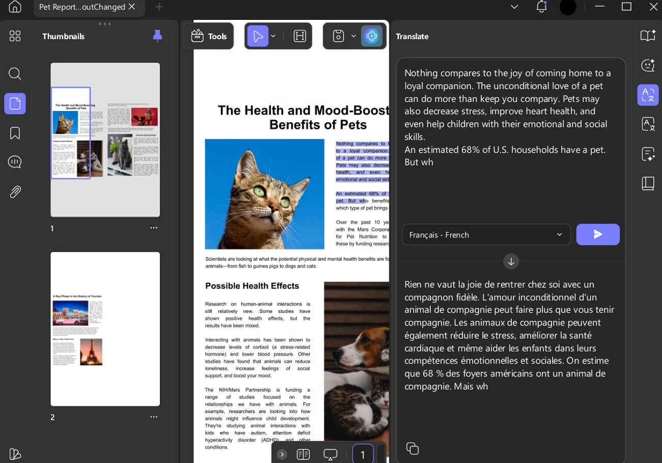 translate pdf document different langugaes