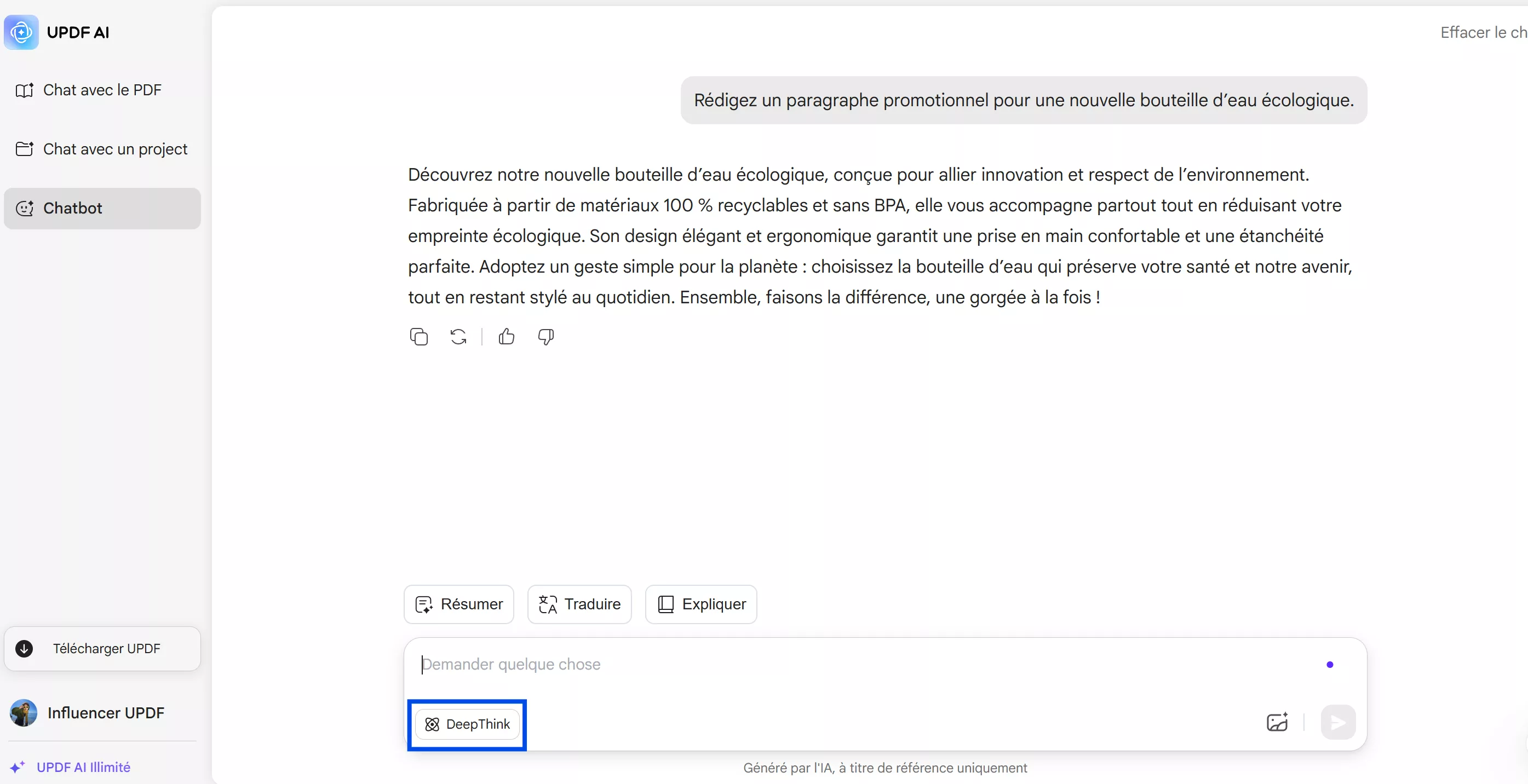 recherche en mode deepseek updf ai en ligne