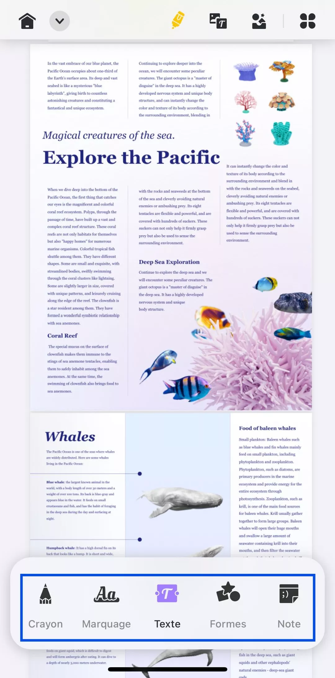 diverses options de partage