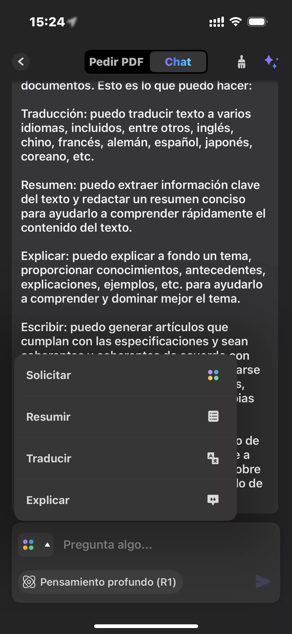 Chatear con PDF en iOS 26