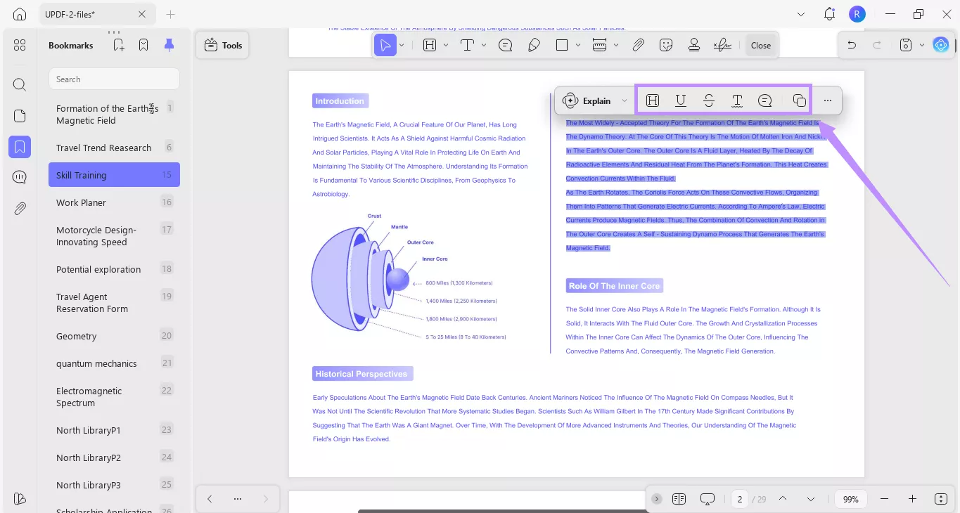 choose markup tools from the toolbar updf windows