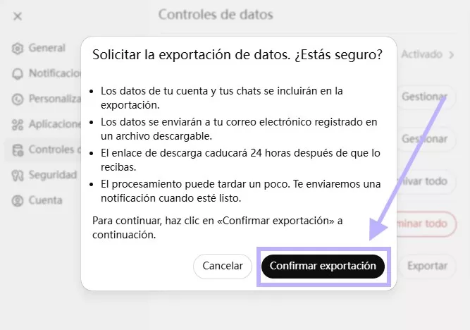 exportar las conversaciones de ChatGPT