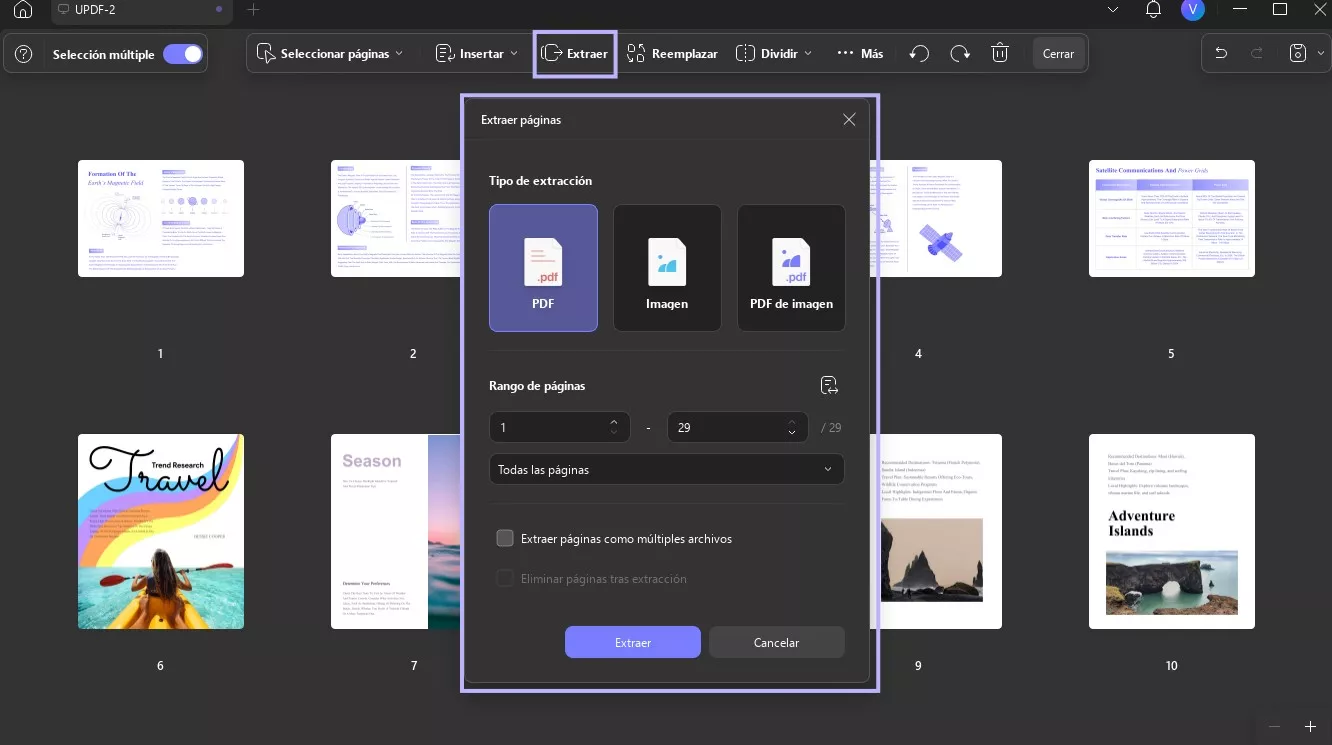 extraer páginas de updf windows 2