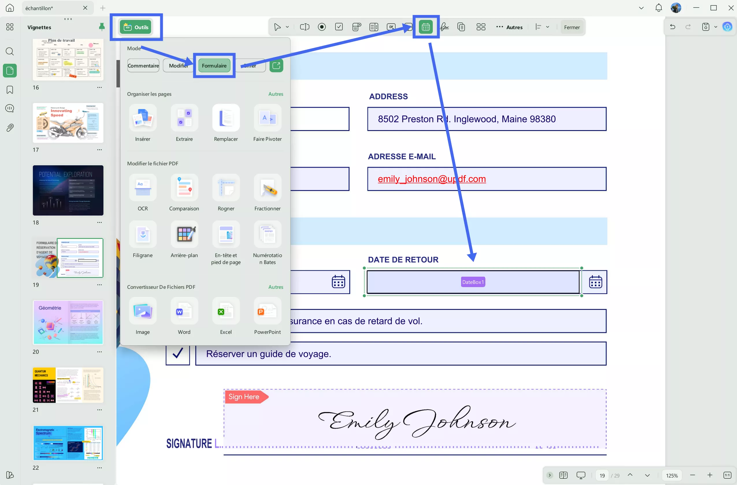 modifier date création pdf