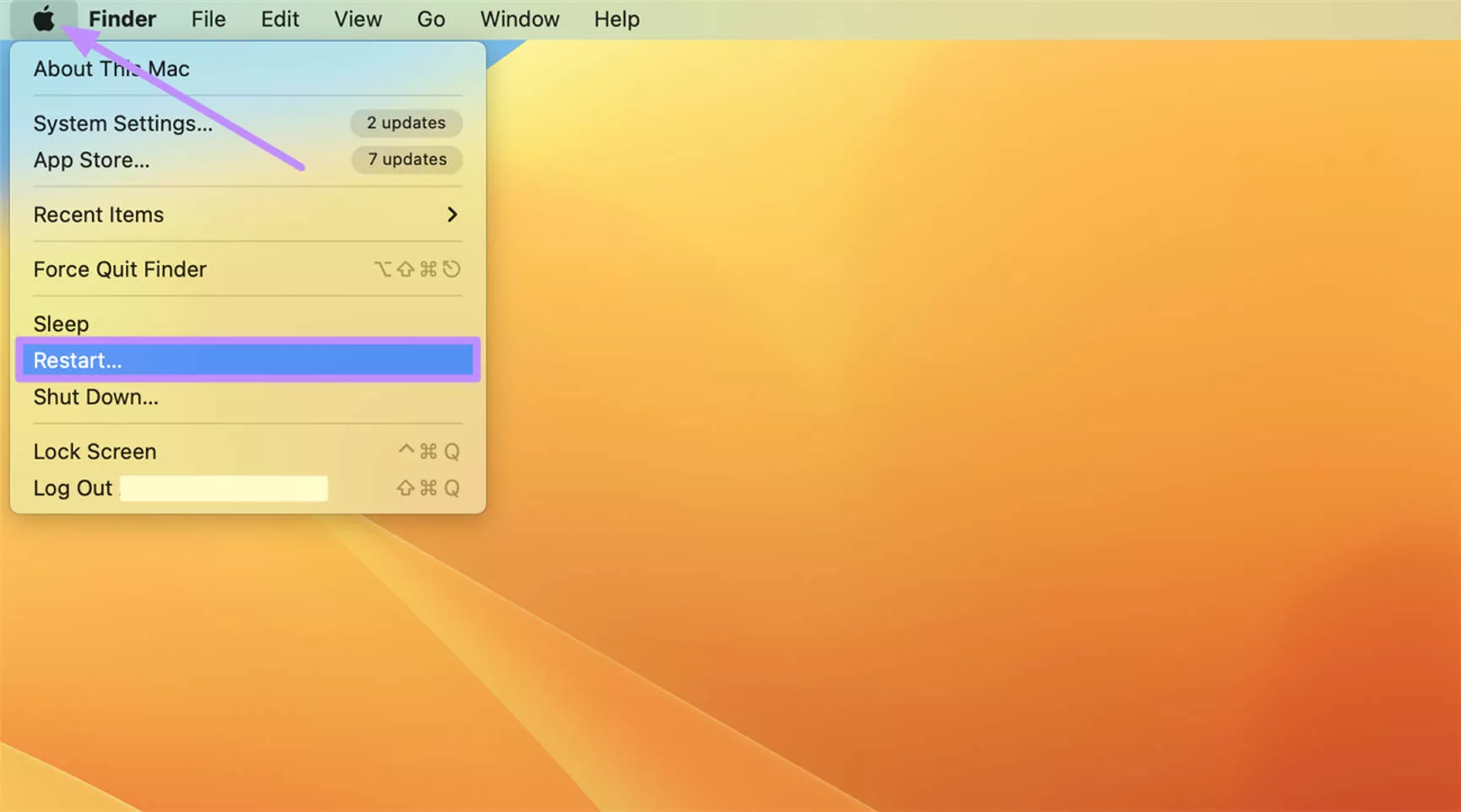 hit the restart option mac