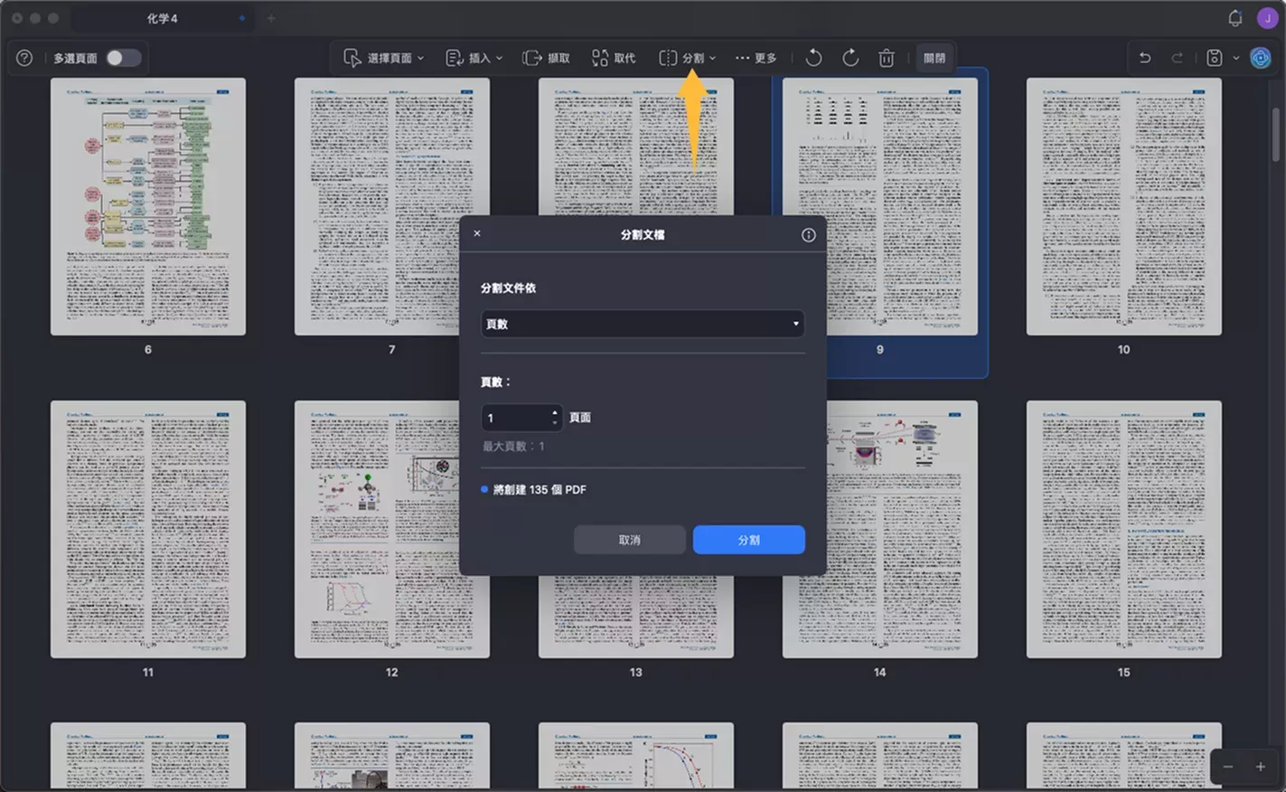 拆分 PDF 頁面