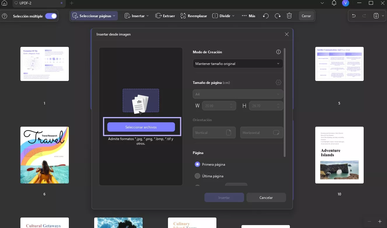Insertar desde imagen updf windows 2