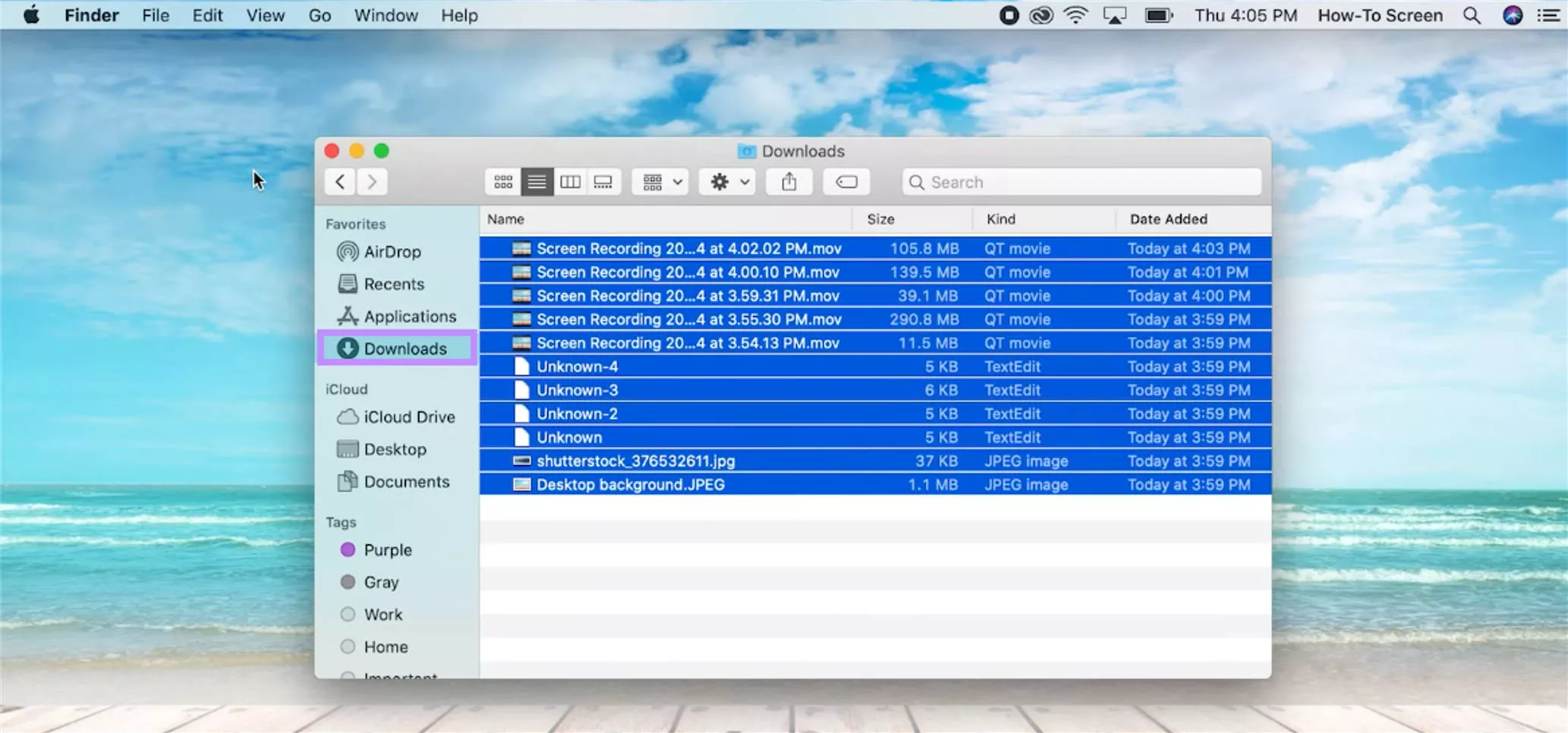 select downloaded files to delete mac