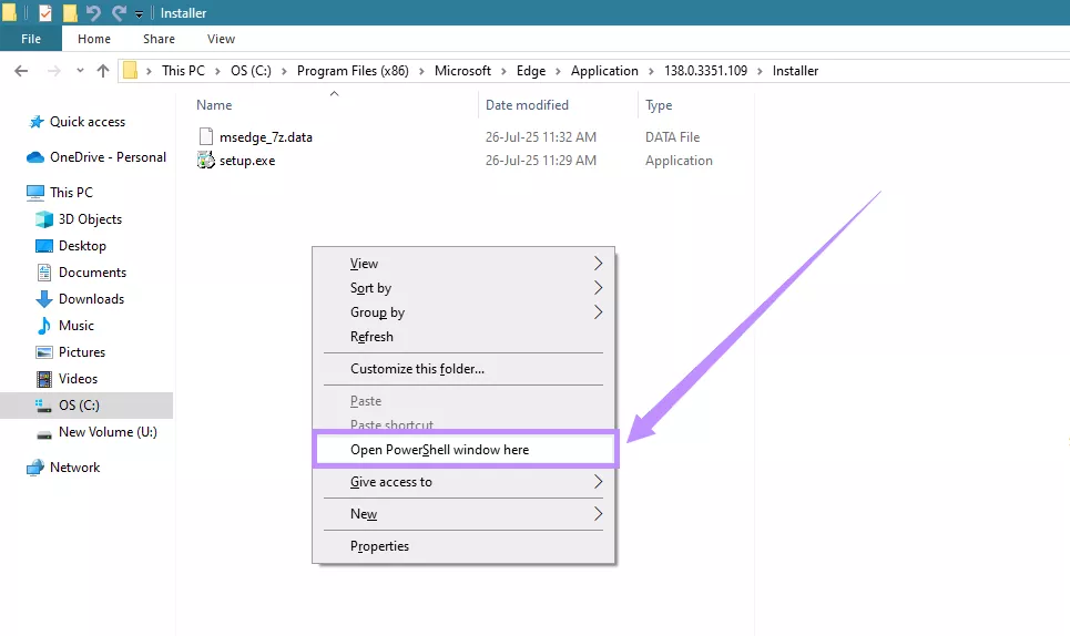 select open powershell window here windows