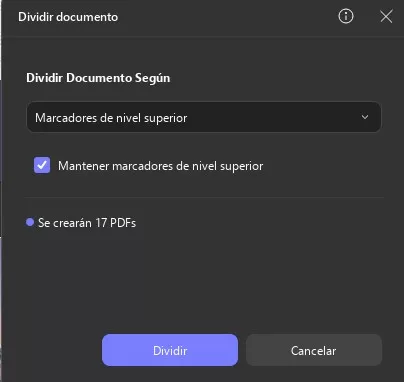 Dividir por marcadores updf windows 2