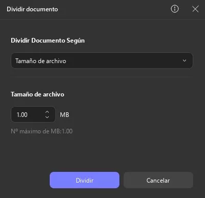dividir por tamaño updf windows 2