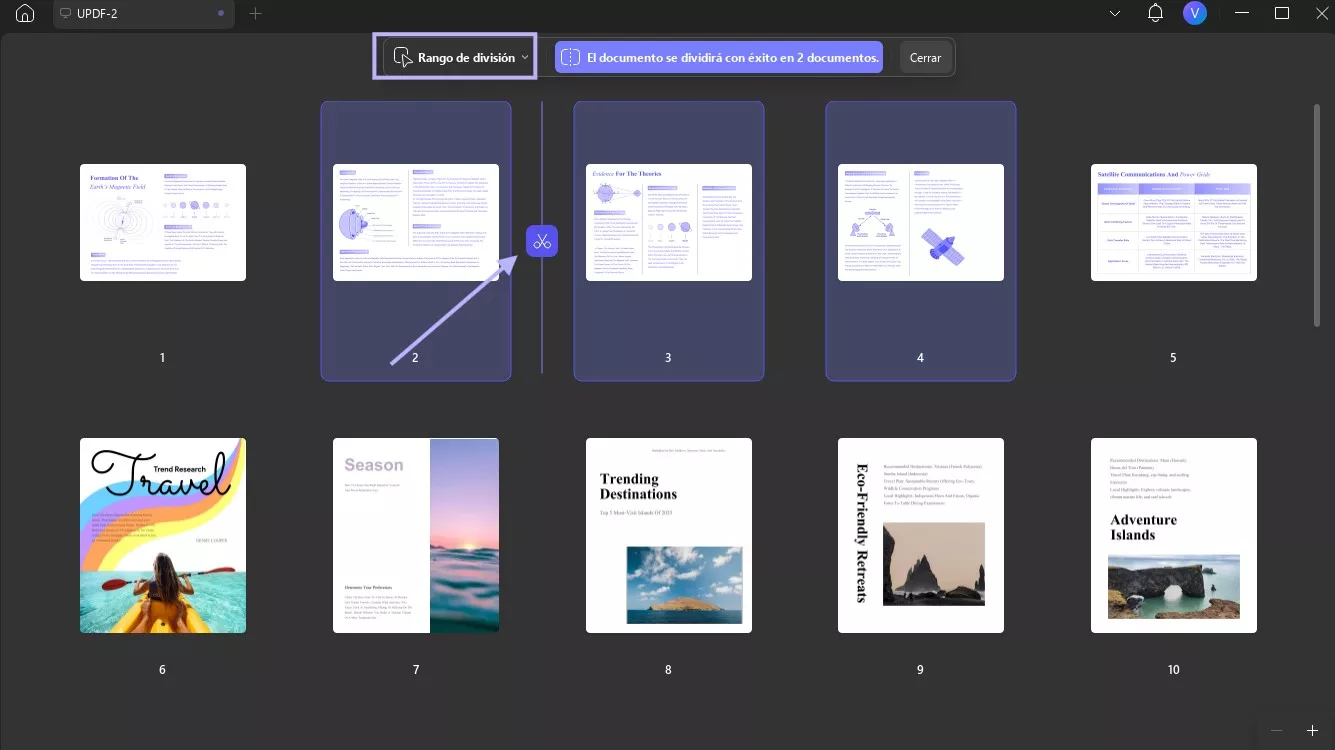 Dividir en rango personalizado updf windows 2