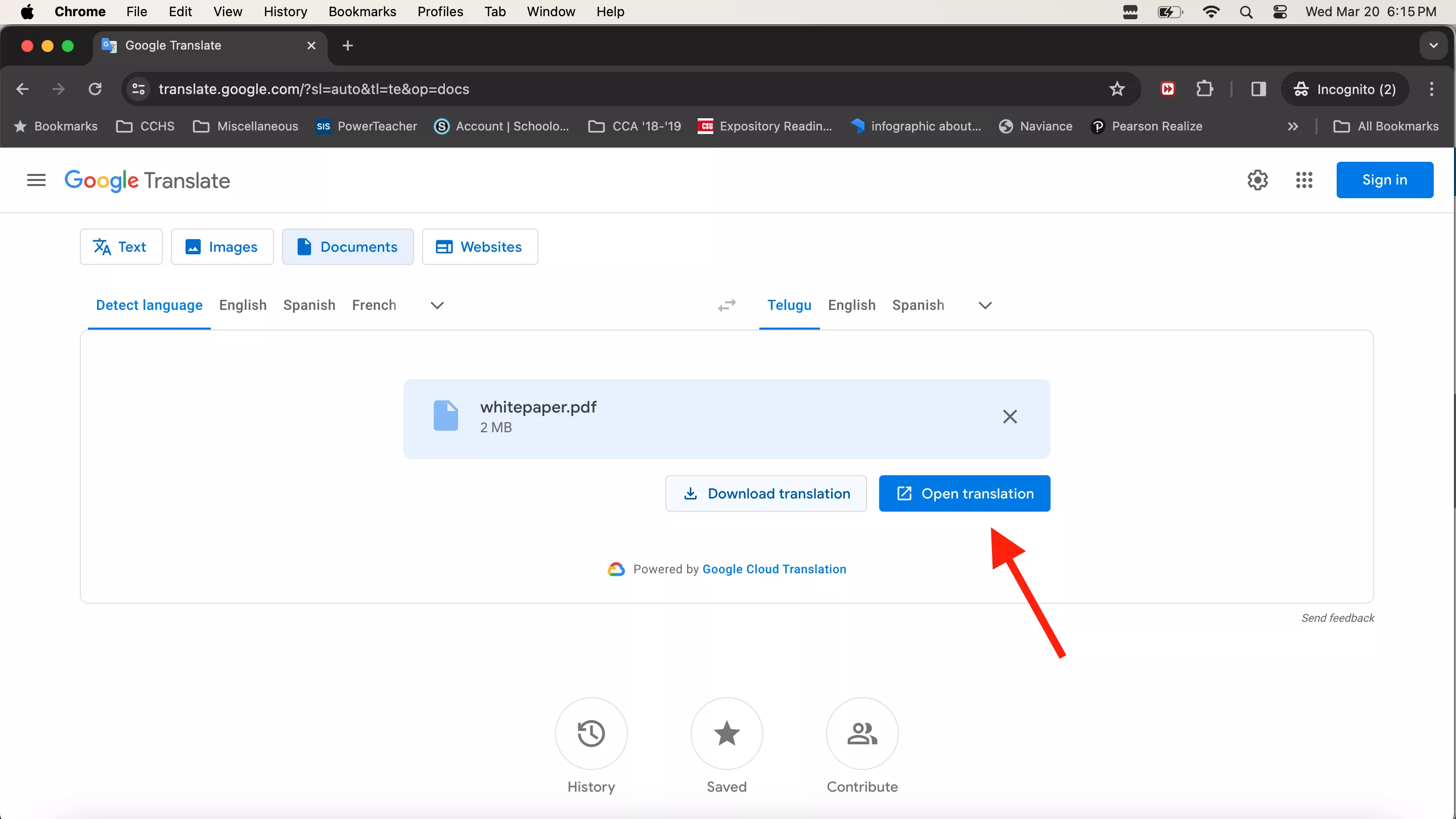 translate pdf english to telugu Open Translation