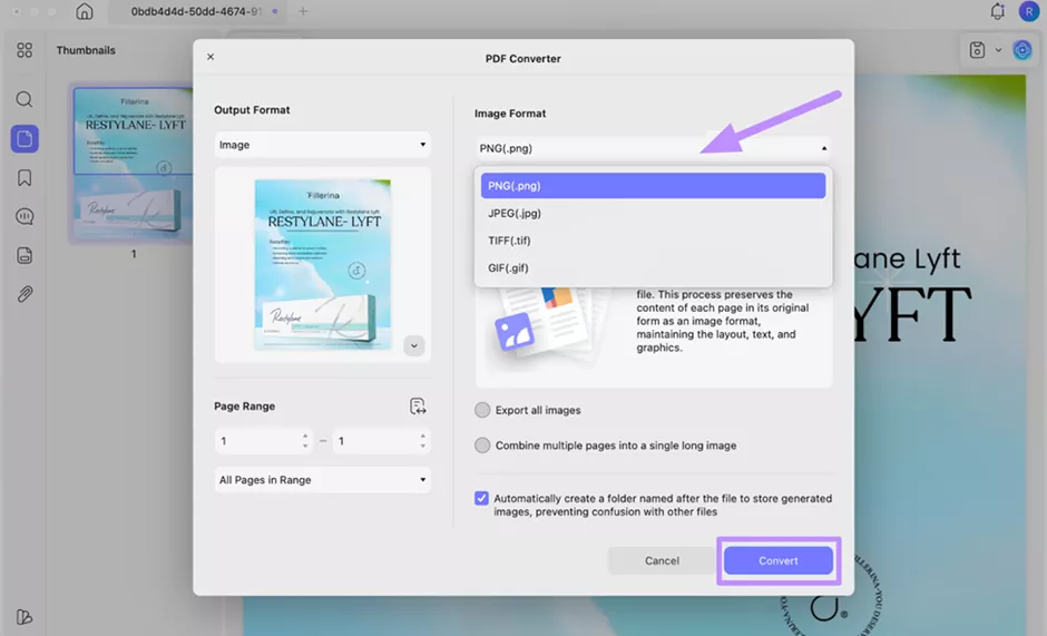 adjust settings and convert to desired image updf mac