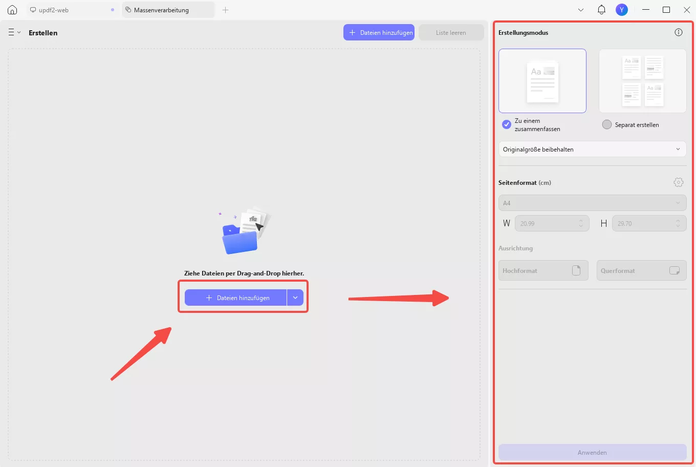 PDF Datei staple erstellen mit UPDF
